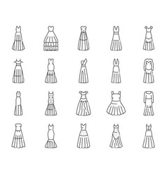 Wedding Dress Bride Woman Icons Set