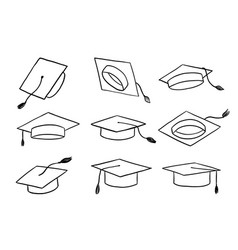 Graduate Hat Doodle Set Hand Drawn