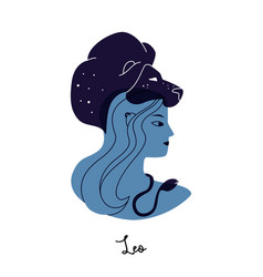 Leo Zodiac Sign Female Blue Silhouette