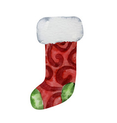 Watercolor Christmas And Green Stocking