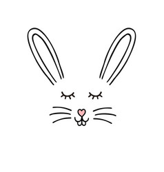 Hand Drawn Doodle Sketch Bunny Rabbit Face