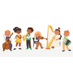 Happy Children Play Classic Musical Instruments