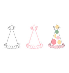 Three Party Hats With Star Toppers