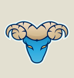 Blue Aries Or Ram Icon Front View