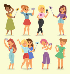 Cute girls make selfie Royalty Free Vector Image