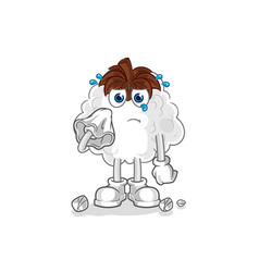 Cotton Cry With A Tissue Cartoon Mascot