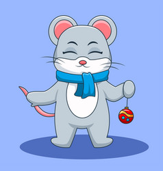 Cute Mouse Holding Christmas Ball