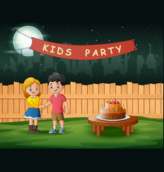 Happy Teenager Boy And Girl In The Night Party