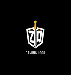 Letter Zq Logo With Shield And Sword Design