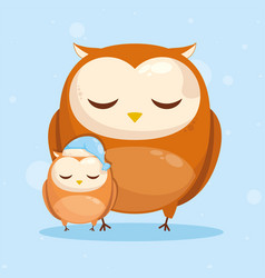 Owls Family Sleeping Characters