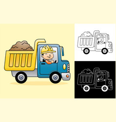 Cartoon Of Dump Truck With Happy Driver