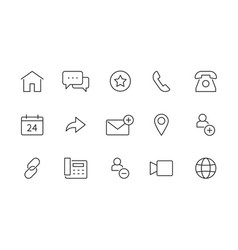 Contact Address Line Icon Set Mail Telephone