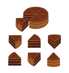 Pieces Chocolate Cake Infographic Diagram Set