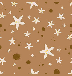 Seamless Pattern With Scattered Flowers And Dots