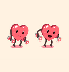 Cartoon Heart Character Doing Weight Training