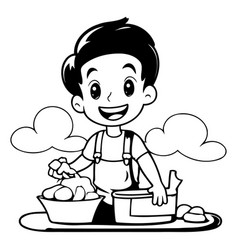 Cute Little Boy Cleaning The House Cartoon