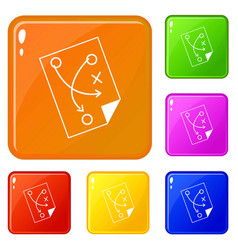 Soccer Strategy Icons Set Color