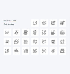 25 Quit Smoking Line Icon Pack