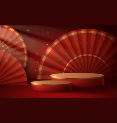 Abstract Red And Gold Podium Background