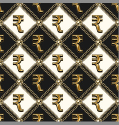 Pattern With Gold Rupee Sign Chains Beads