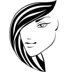 Woman Face Silhouette With Long Straight Hair