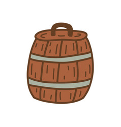 Wooden Barrel With Lid Tub Hand Drawn