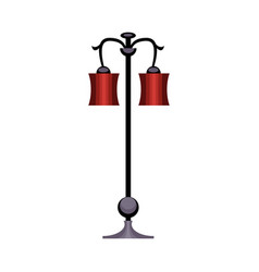 Street Lamp Metal Pole Red Lampshades Lantern