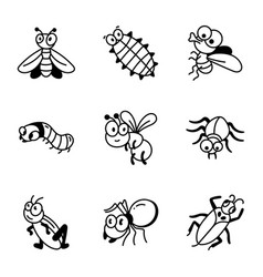 Bundle Of Cute Bugs And Insects Icons