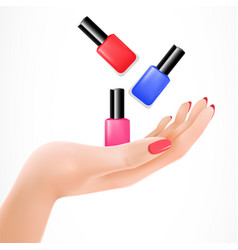 Female Hand Tossing Nail Lacquers