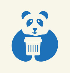 Panda Trash Logo Negative Space Concept Template