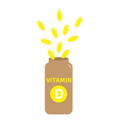 Vitamin D Pill Capsule In Plastic Bottle Yellow