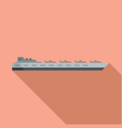 Aircraft Carrier View Icon Flat Navy Ship