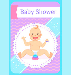 Baby Shower Greeting Card Eight Month Child Sits