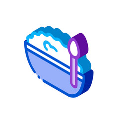 Bowl Cottage Cheese And Spoon Isometric Icon