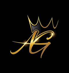 Golden Crown Monogram Logo Initial Ag