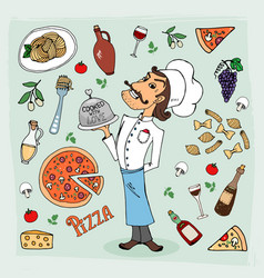 Italian Cuisine And Food Hand-drawn