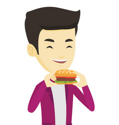 Man Eating Hamburger