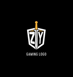 Letter Zy Logo With Shield And Sword Design