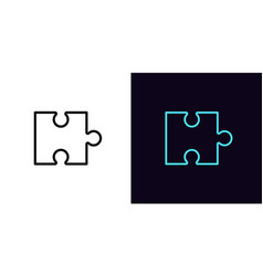 Outline Puzzle Piece Icon With Editable Stroke