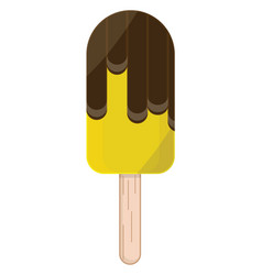 Chocolate Ice Cream On Stick On A White