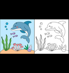 Cute Cartoon Dolphin Character Undersea Marine