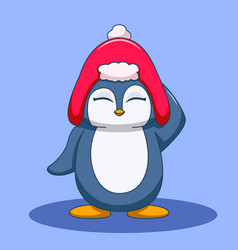 Cute Penguin Wearing Christmas Hat