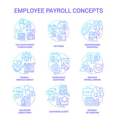 Employee Payroll Blue Gradient Concept Icons Set