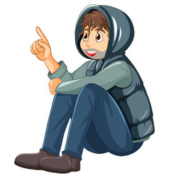 Homeless Man Sitting Cartoon Character