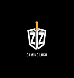 Letter Zz Logo With Shield And Sword Design