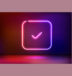 Neon Glowing Checkmark Icon 3d