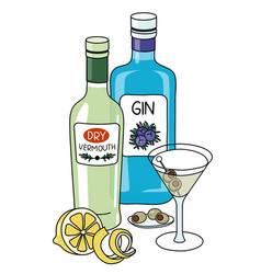 Doodle Cartoon Dry Martini Cocktail