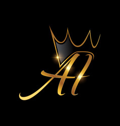 Golden Crown Monogram Logo Initial Ai