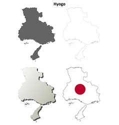 Hyogo Blank Outline Map Set