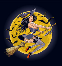 Art Of Sexy Witch On Broomstick